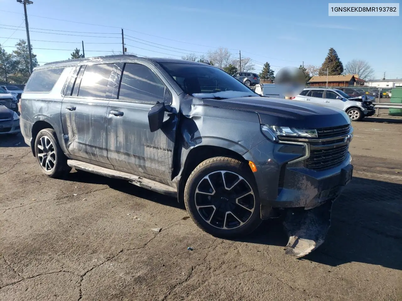 2021 Chevrolet Suburban K1500 Rst VIN: 1GNSKEKD8MR193782 Lot: 82821484