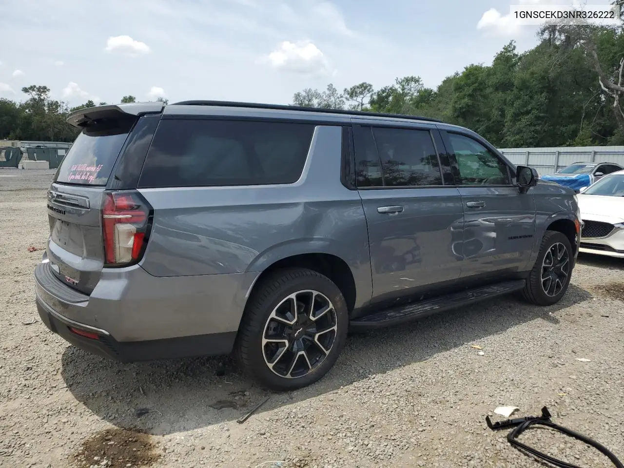 2022 Chevrolet Suburban C1500 Rst VIN: 1GNSCEKD3NR326222 Lot: 55392545