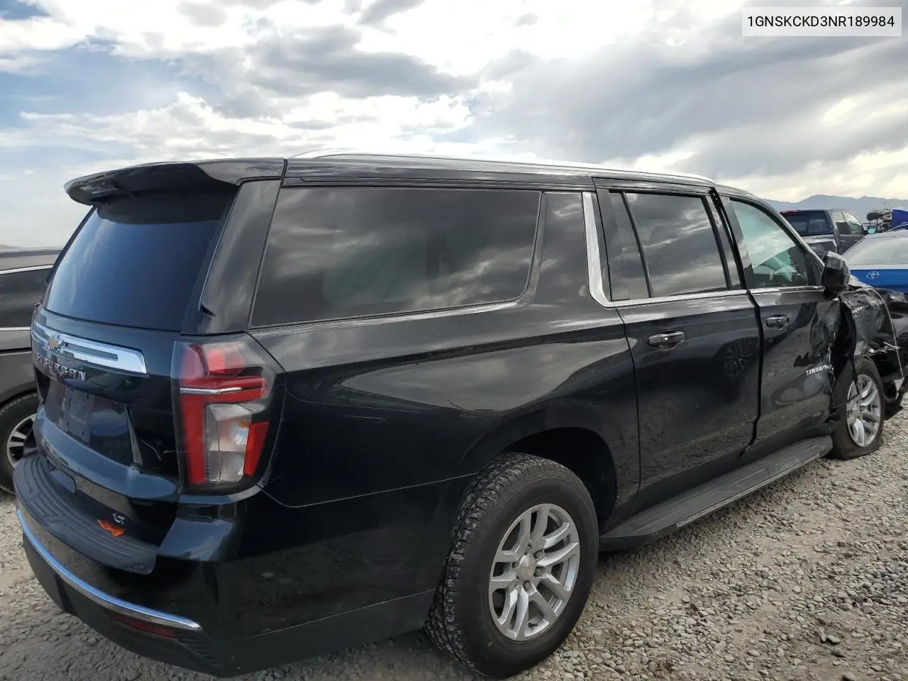 2022 Chevrolet Suburban K1500 Lt VIN: 1GNSKCKD3NR189984 Lot: 60506635