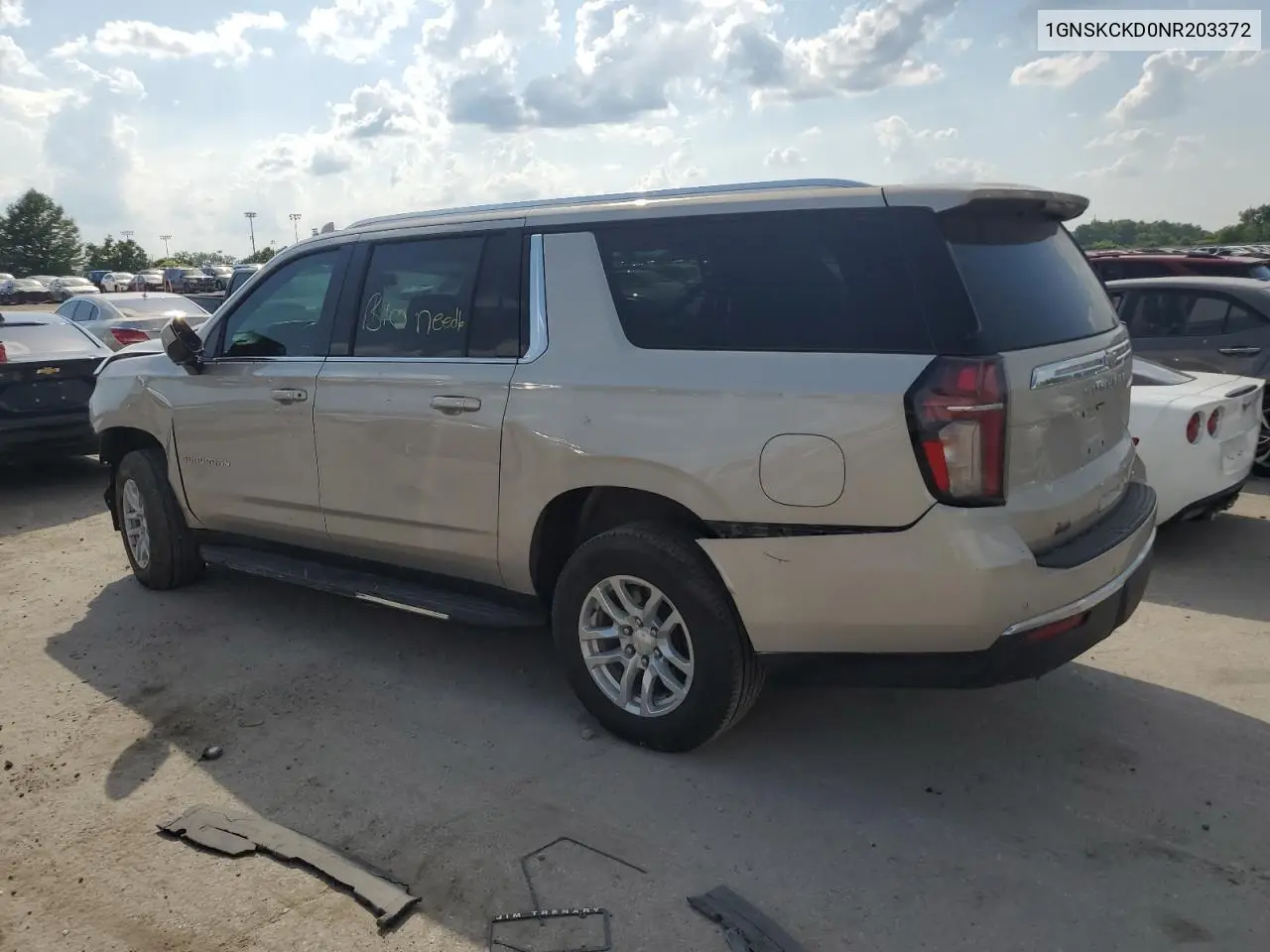 2022 Chevrolet Suburban K1500 Lt VIN: 1GNSKCKD0NR203372 Lot: 62326305