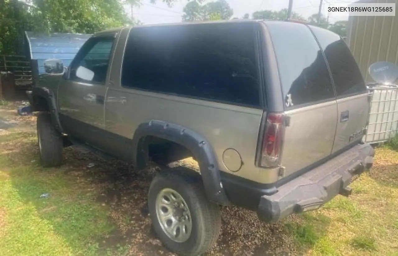1998 Chevrolet Tahoe K1500 VIN: 3GNEK18R6WG125685 Lot: 61106805