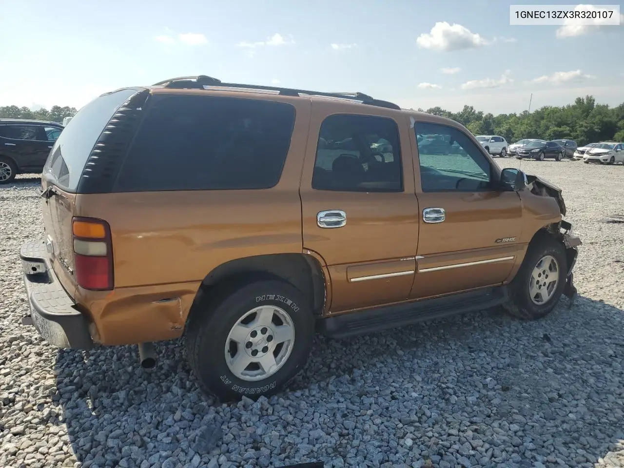 2003 Chevrolet Tahoe C1500 VIN: 1GNEC13ZX3R320107 Lot: 62586875