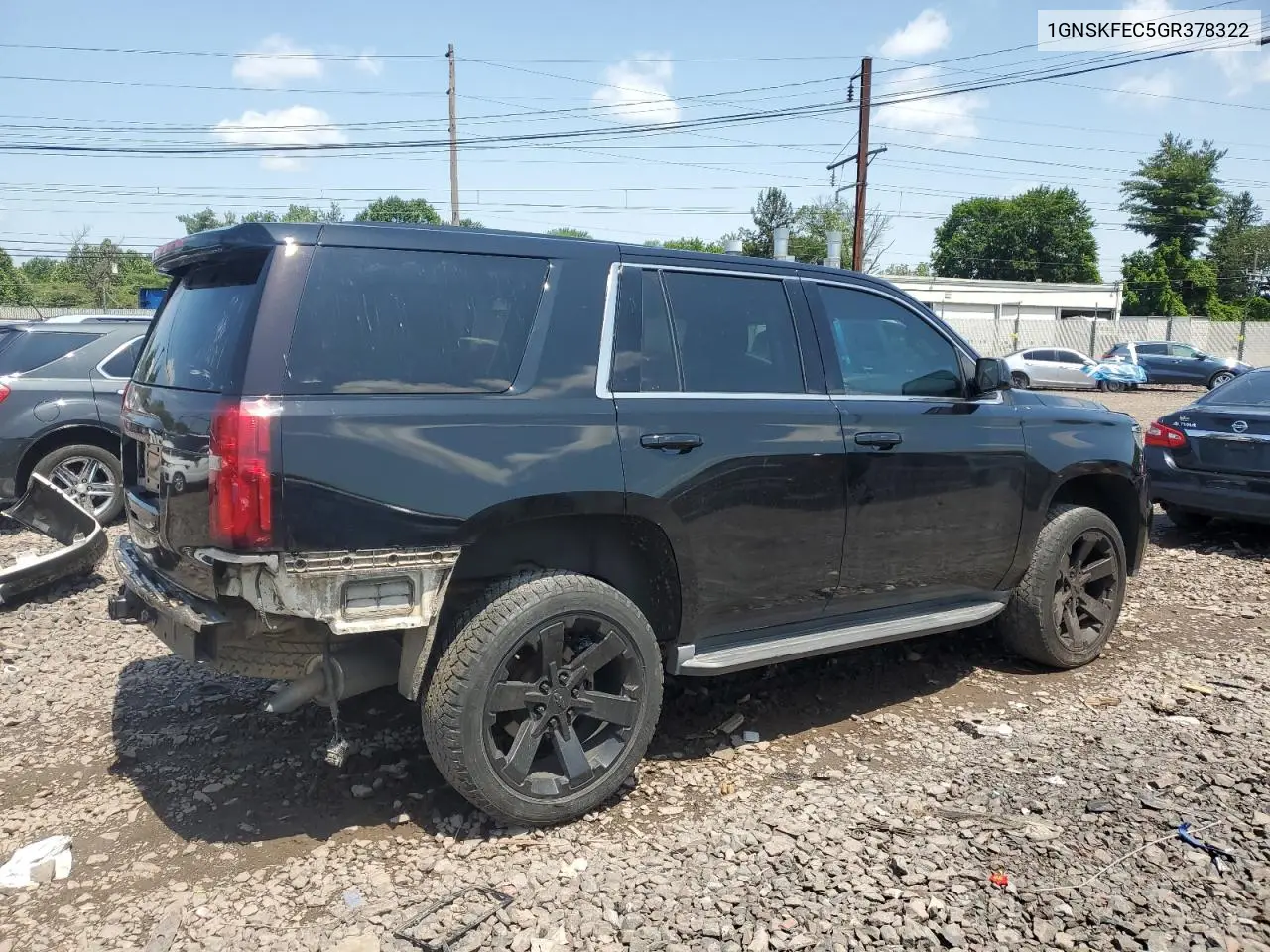 2016 Chevrolet Tahoe Special VIN: 1GNSKFEC5GR378322 Lot: 60929115