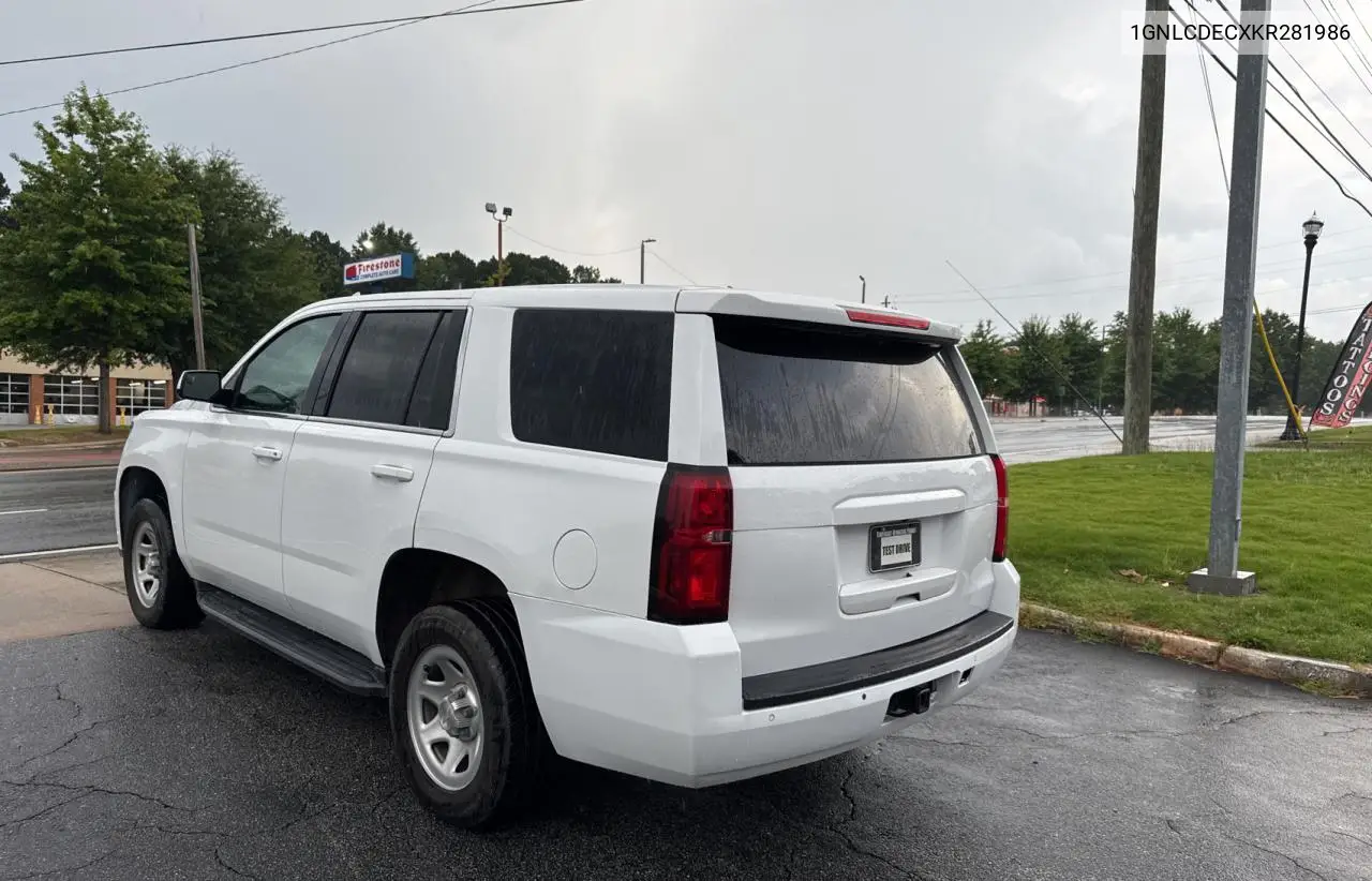 2019 Chevrolet Tahoe Police VIN: 1GNLCDECXKR281986 Lot: 63148895