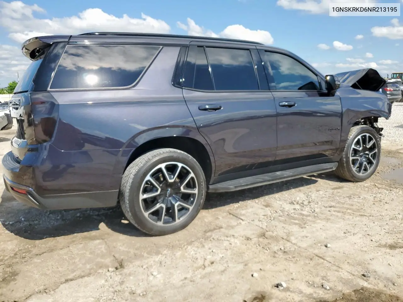 2022 Chevrolet Tahoe K1500 Rst VIN: 1GNSKRKD6NR213195 Lot: 56063615