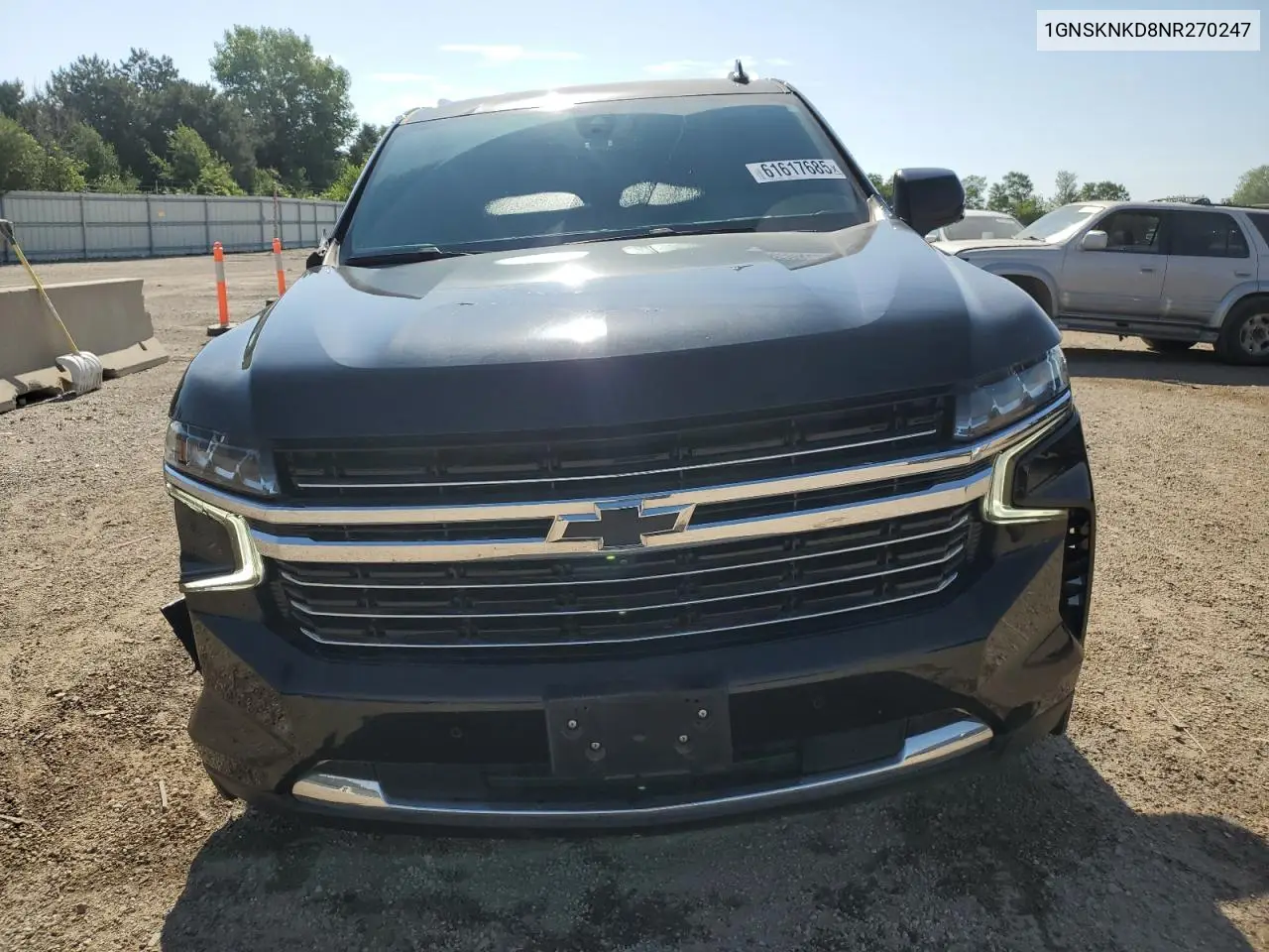 2022 Chevrolet Tahoe K1500 Lt VIN: 1GNSKNKD8NR270247 Lot: 61617685