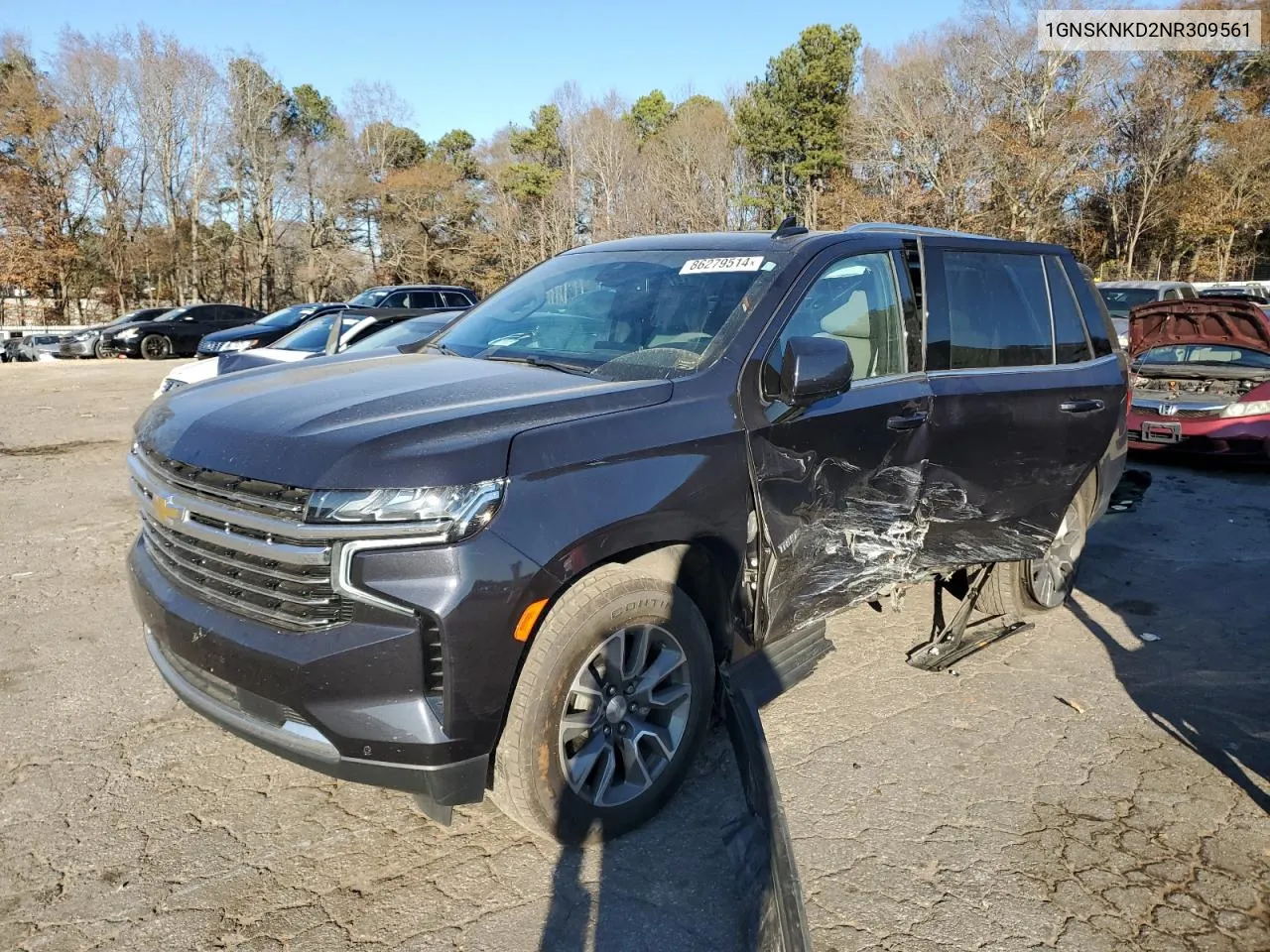 2022 Chevrolet Tahoe K1500 Lt VIN: 1GNSKNKD2NR309561 Lot: 86279514
