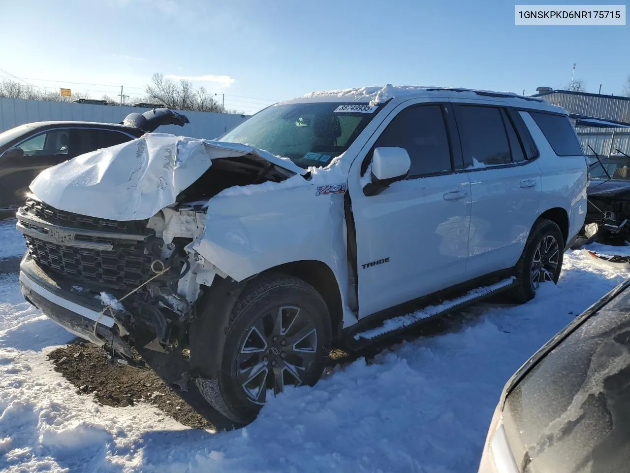 2022 Chevrolet Tahoe K1500 Z71 VIN: 1GNSKPKD6NR175715 Lot: 88749935