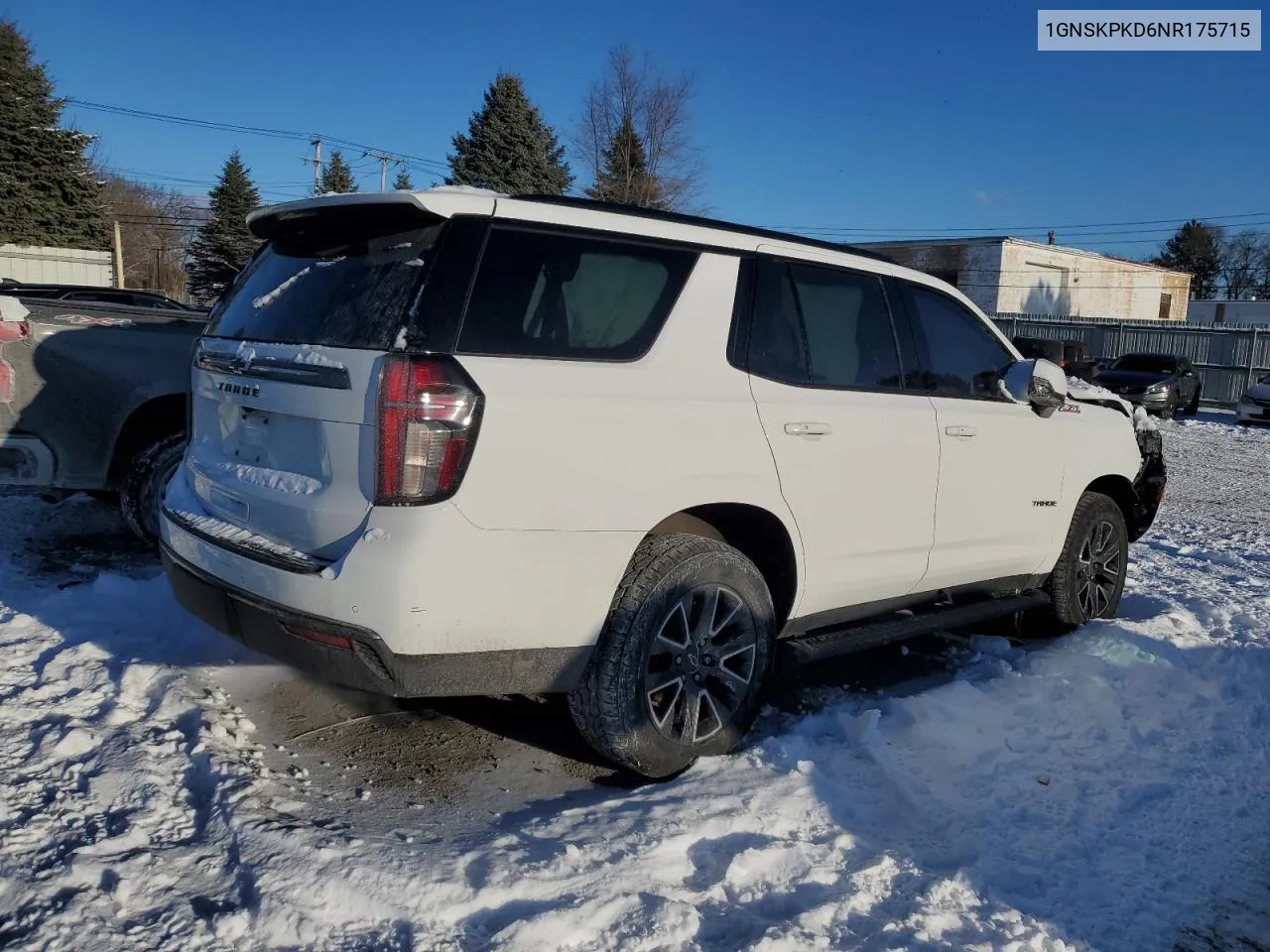 2022 Chevrolet Tahoe K1500 Z71 VIN: 1GNSKPKD6NR175715 Lot: 88749935