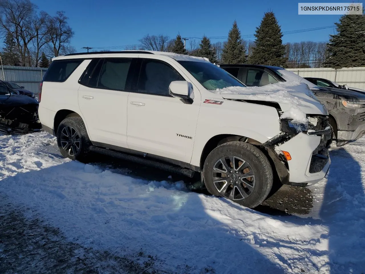 2022 Chevrolet Tahoe K1500 Z71 VIN: 1GNSKPKD6NR175715 Lot: 88749935
