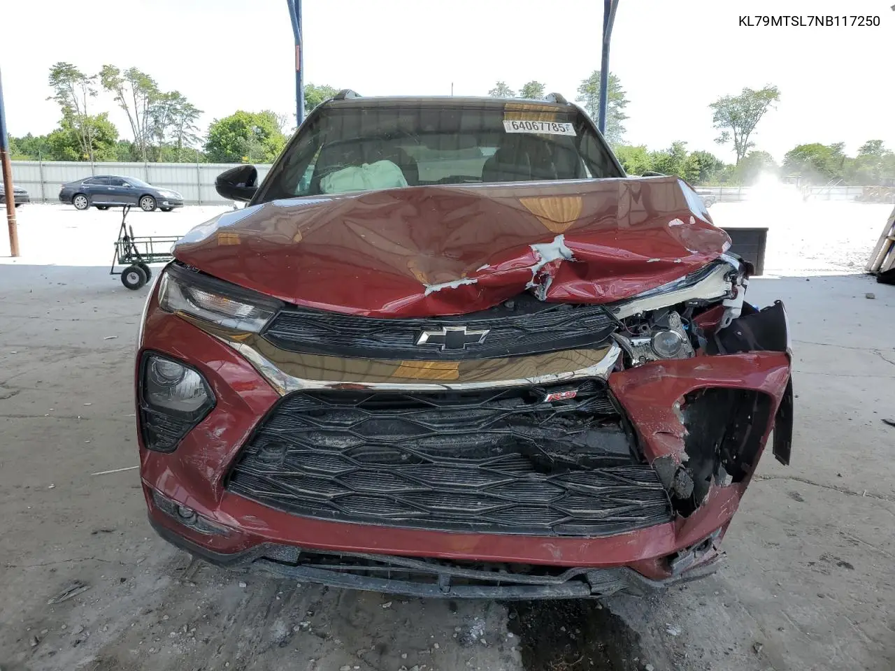 2022 Chevrolet Trailblazer Rs VIN: KL79MTSL7NB117250 Lot: 64067785