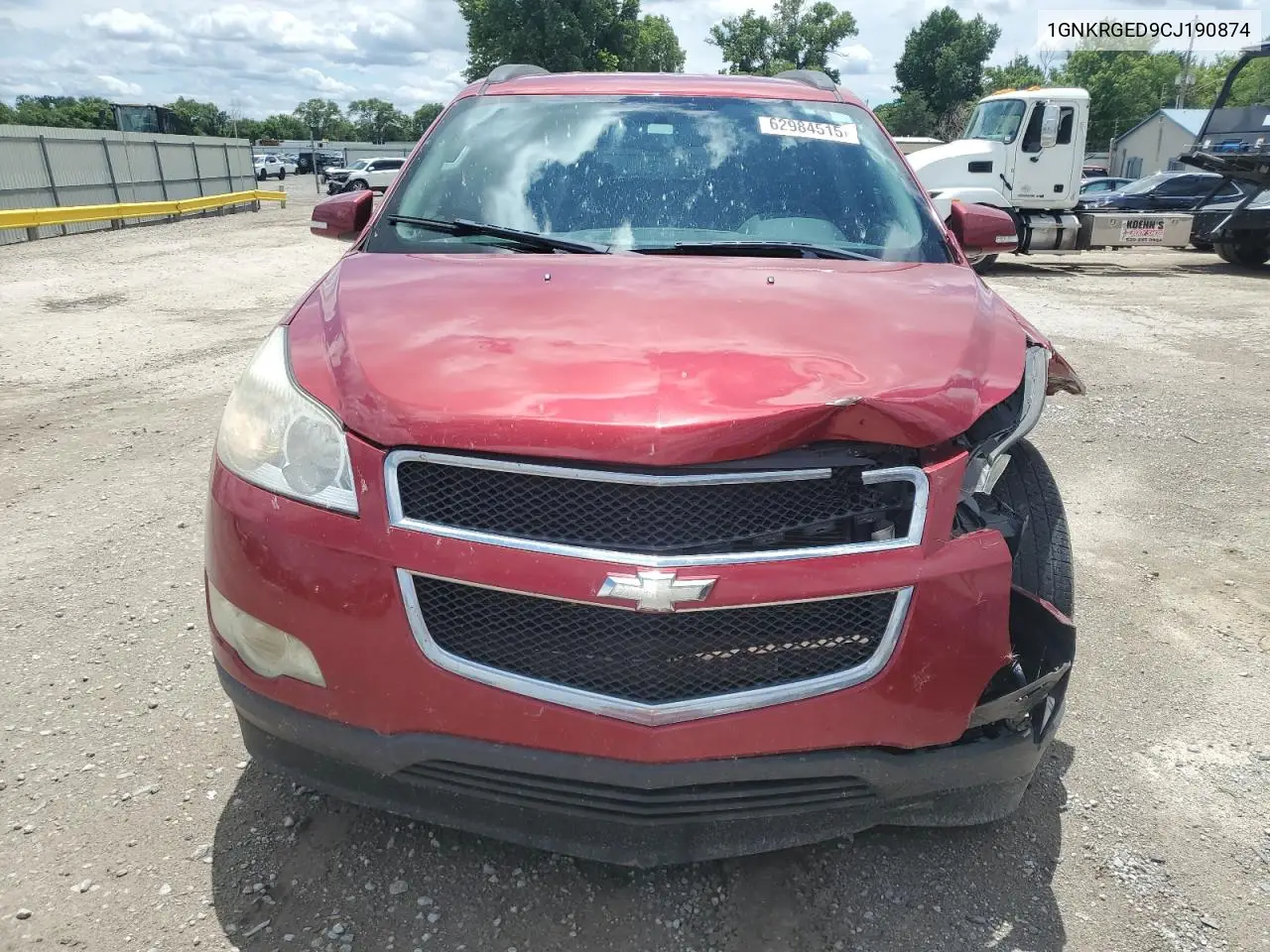 2012 Chevrolet Traverse Lt VIN: 1GNKRGED9CJ190874 Lot: 62984515