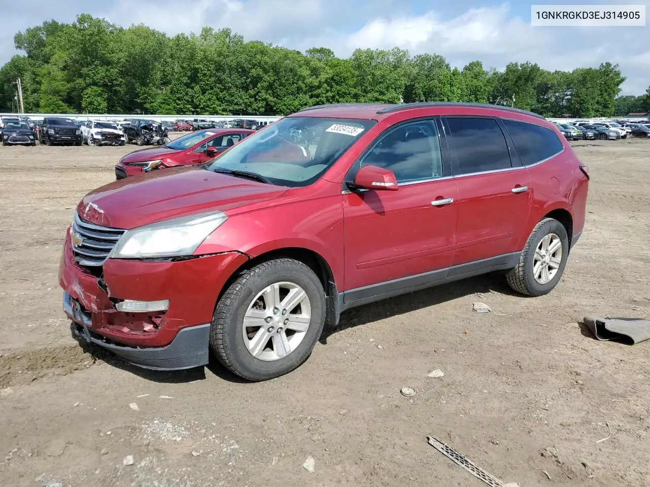 2014 Chevrolet Traverse Lt VIN: 1GNKRGKD3EJ314905 Lot: 53034135