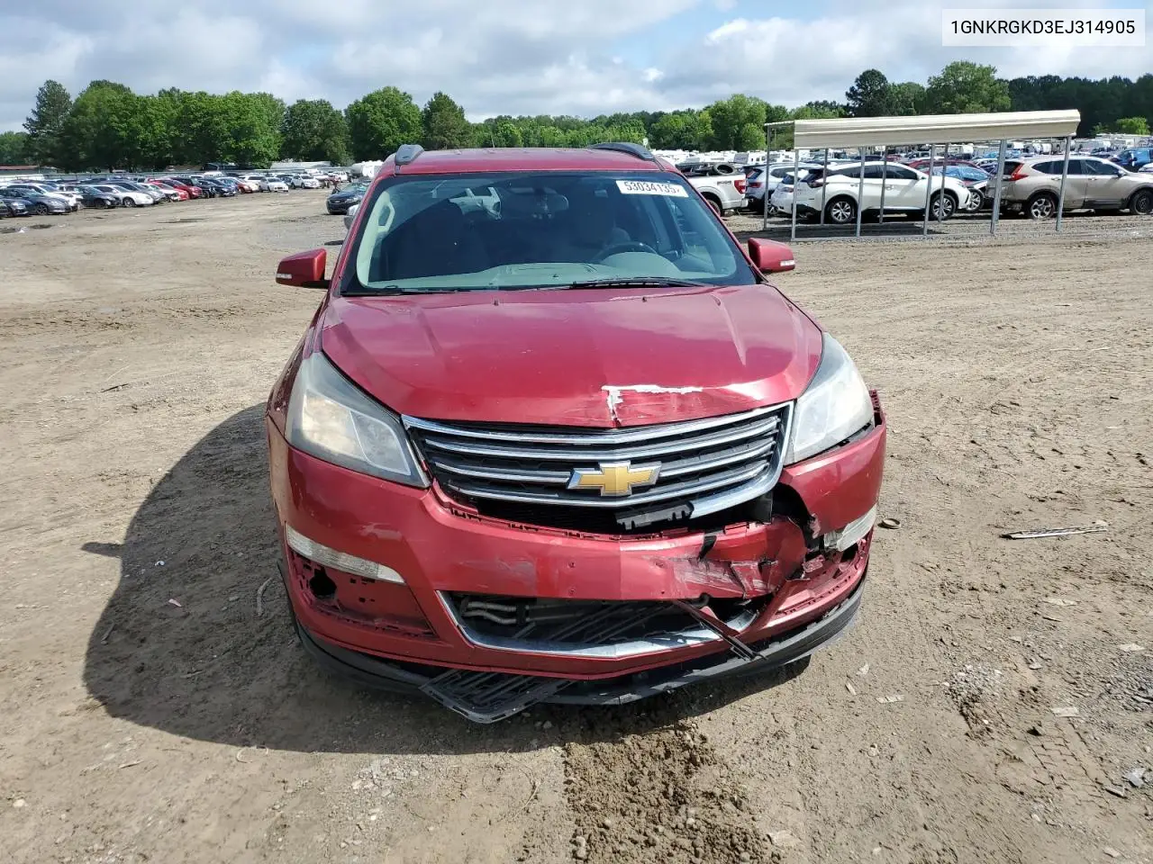 2014 Chevrolet Traverse Lt VIN: 1GNKRGKD3EJ314905 Lot: 53034135