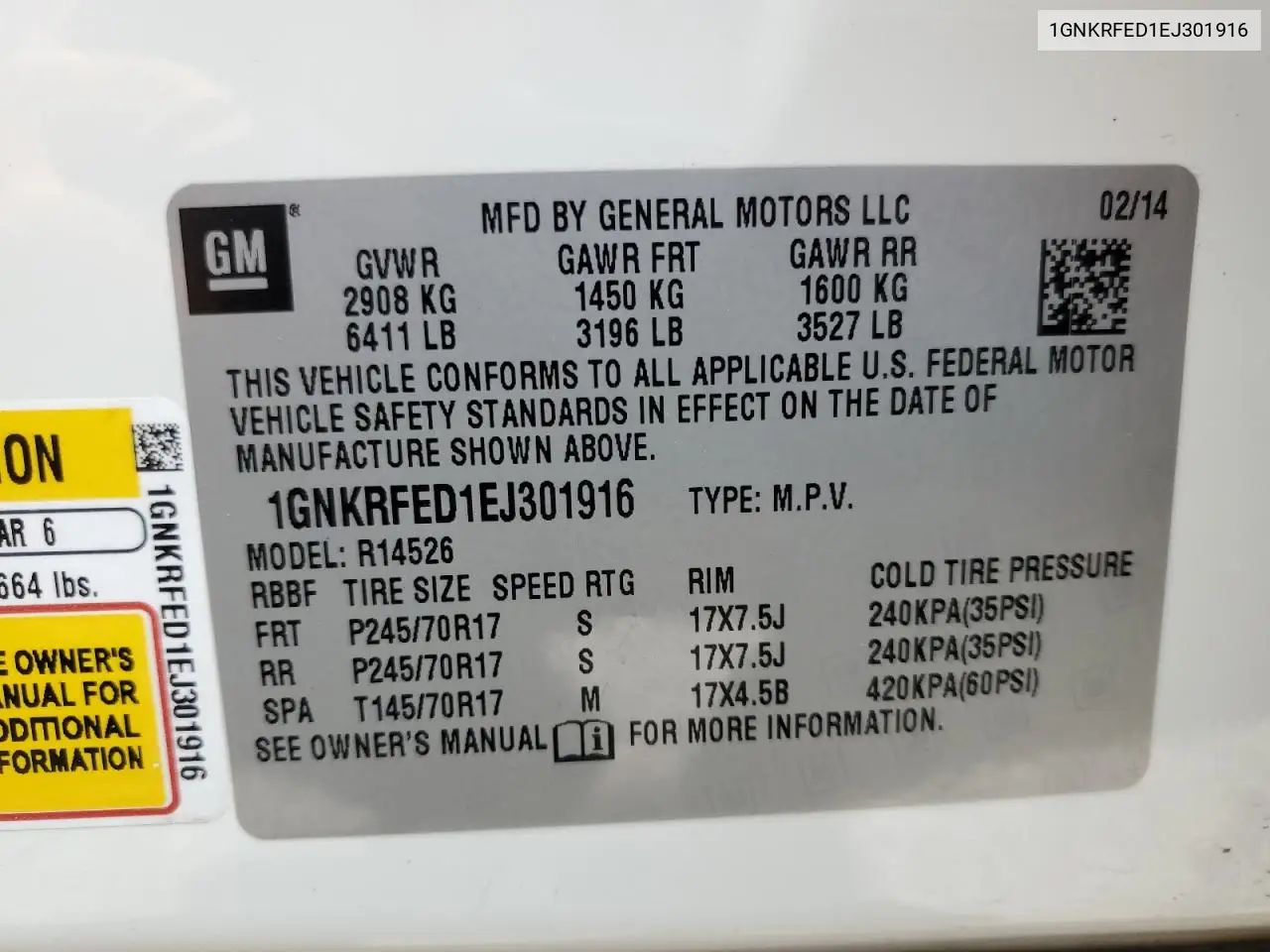 2014 Chevrolet Traverse Ls VIN: 1GNKRFED1EJ301916 Lot: 58724625