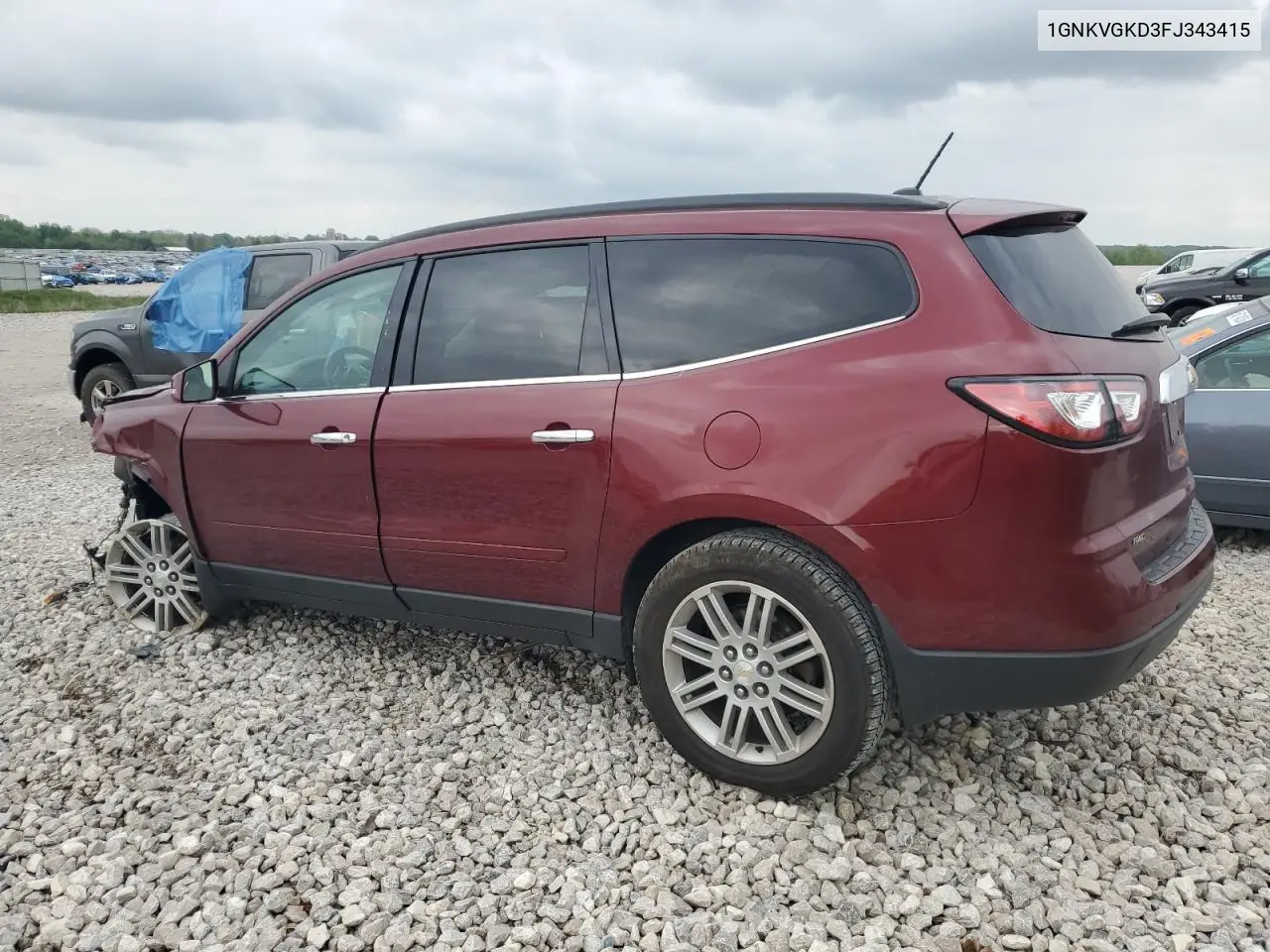 2015 Chevrolet Traverse Lt VIN: 1GNKVGKD3FJ343415 Lot: 56736835