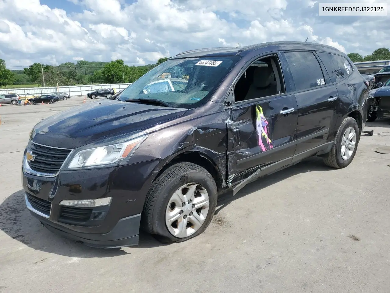 2016 Chevrolet Traverse Ls VIN: 1GNKRFED5GJ322125 Lot: 55747485