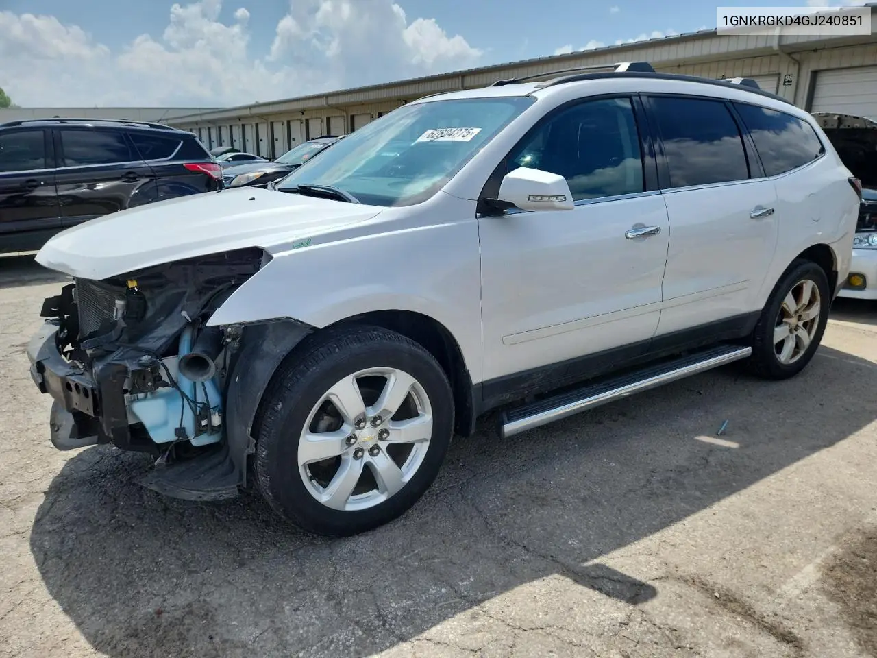 2016 Chevrolet Traverse Lt VIN: 1GNKRGKD4GJ240851 Lot: 62824275