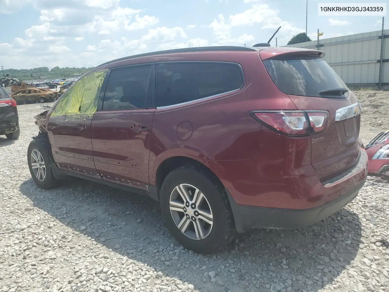 2016 Chevrolet Traverse Lt VIN: 1GNKRHKD3GJ343359 Lot: 62910405