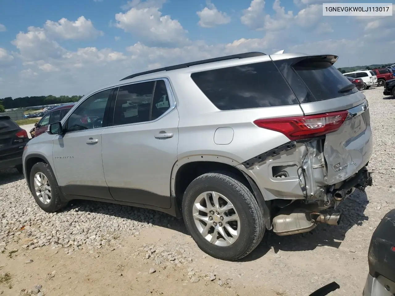 2020 Chevrolet Traverse Lt VIN: 1GNEVGKW0LJ113017 Lot: 62994925