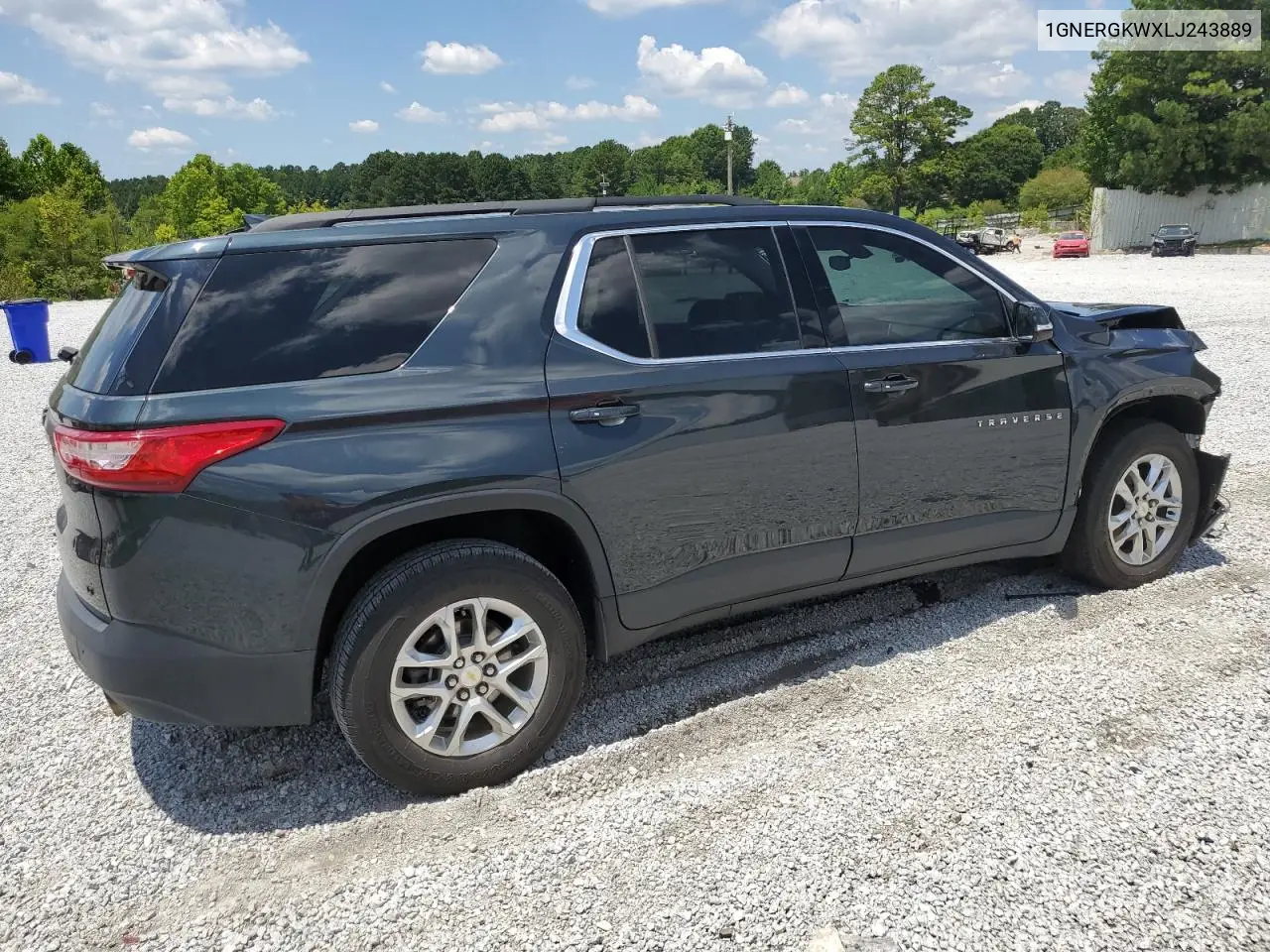 2020 Chevrolet Traverse Lt VIN: 1GNERGKWXLJ243889 Lot: 63418965