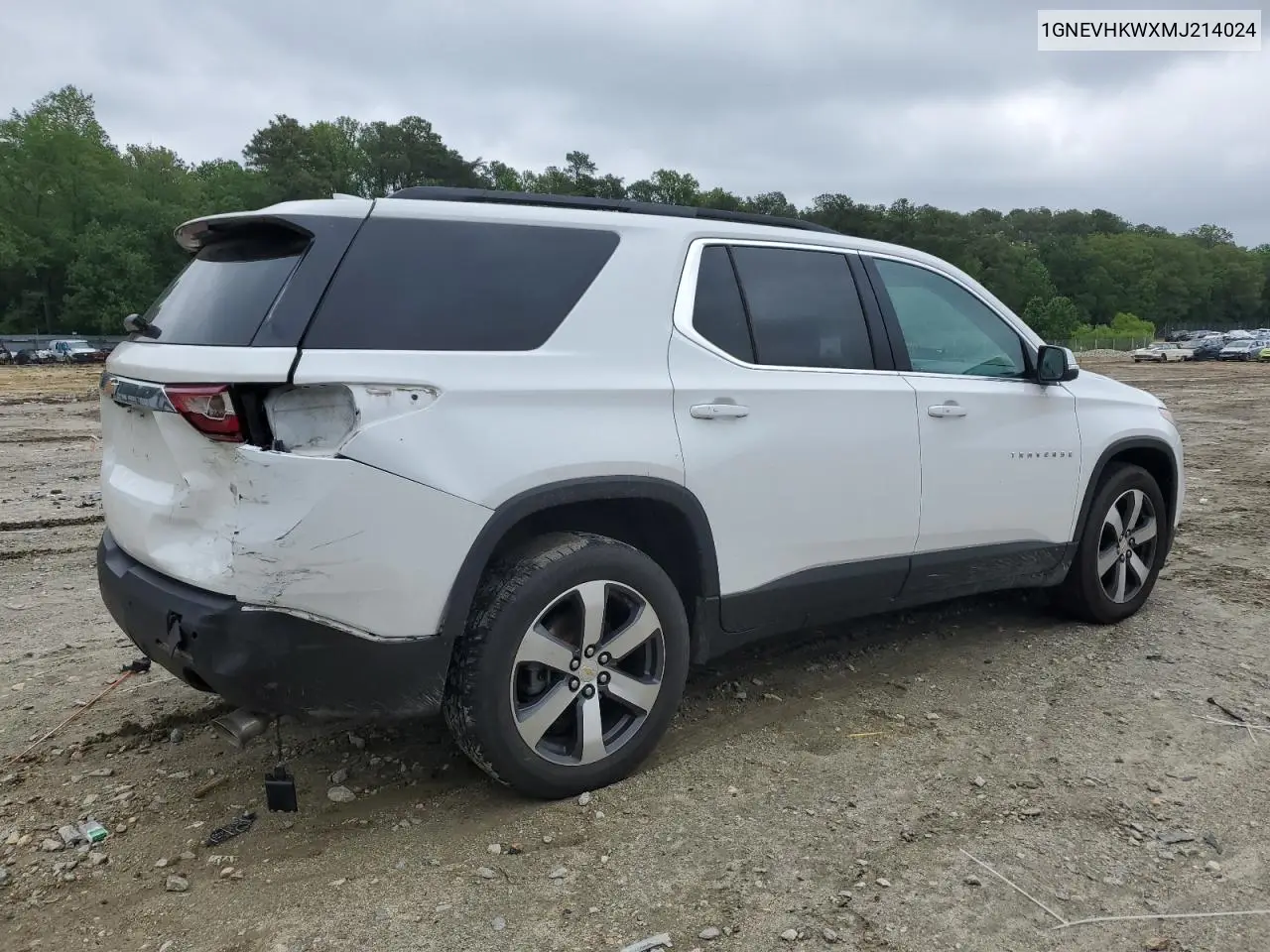 2021 Chevrolet Traverse Lt VIN: 1GNEVHKWXMJ214024 Lot: 56917015