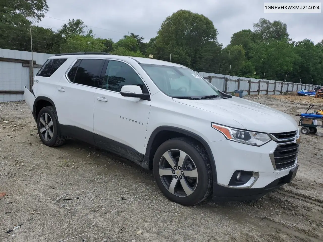 2021 Chevrolet Traverse Lt VIN: 1GNEVHKWXMJ214024 Lot: 56917015