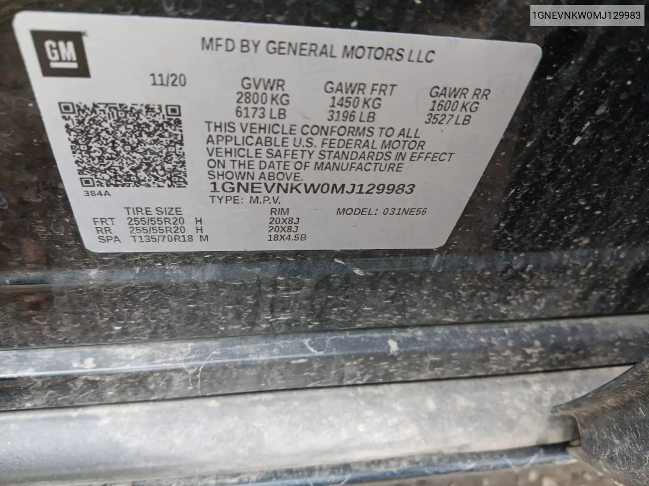 2021 Chevrolet Traverse High Country VIN: 1GNEVNKW0MJ129983 Lot: 58673765