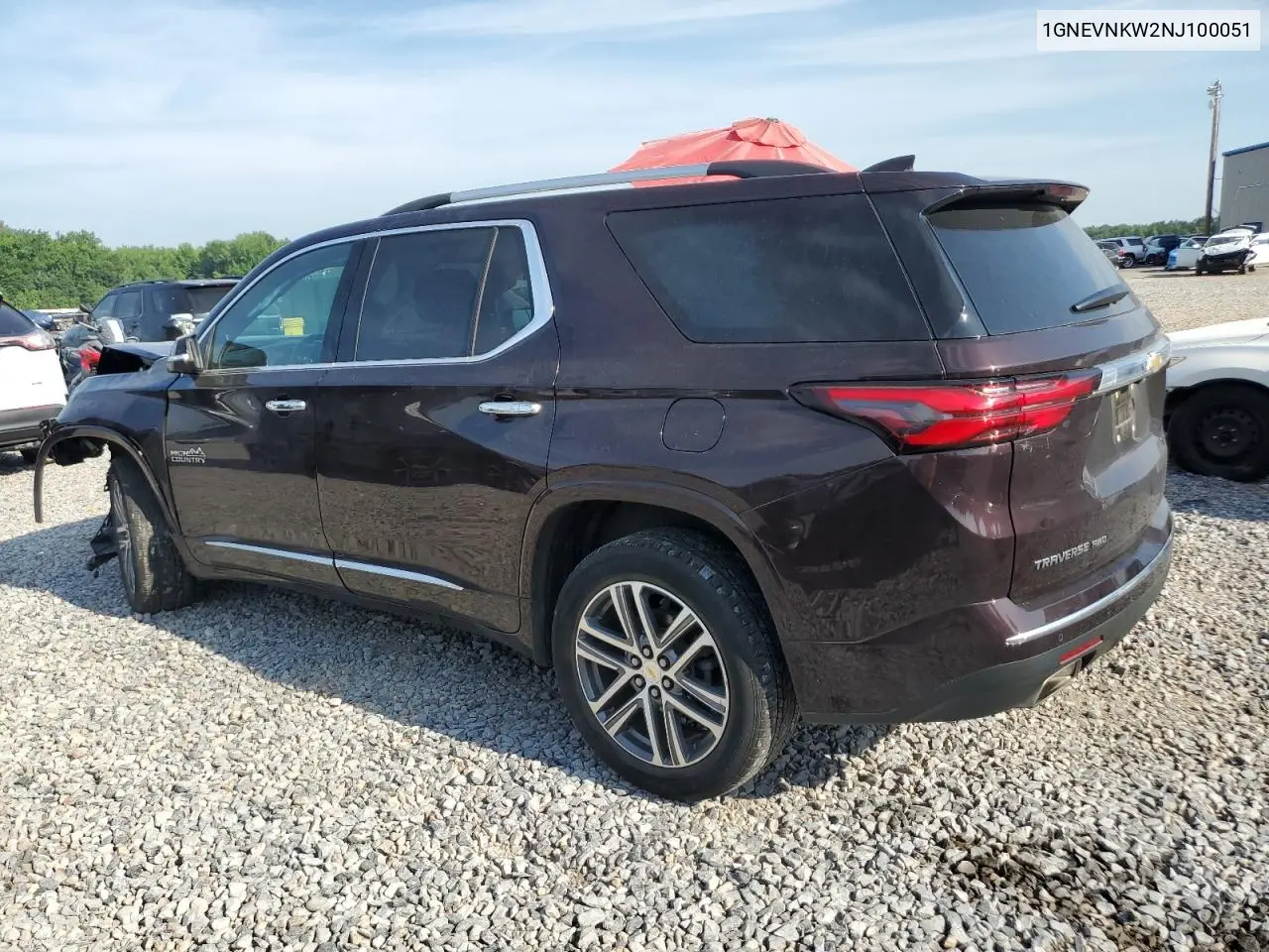 2022 Chevrolet Traverse High Country VIN: 1GNEVNKW2NJ100051 Lot: 62168255