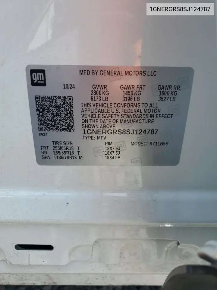 2025 Chevrolet Traverse Lt VIN: 1GNERGRS8SJ124787 Lot: 51163865