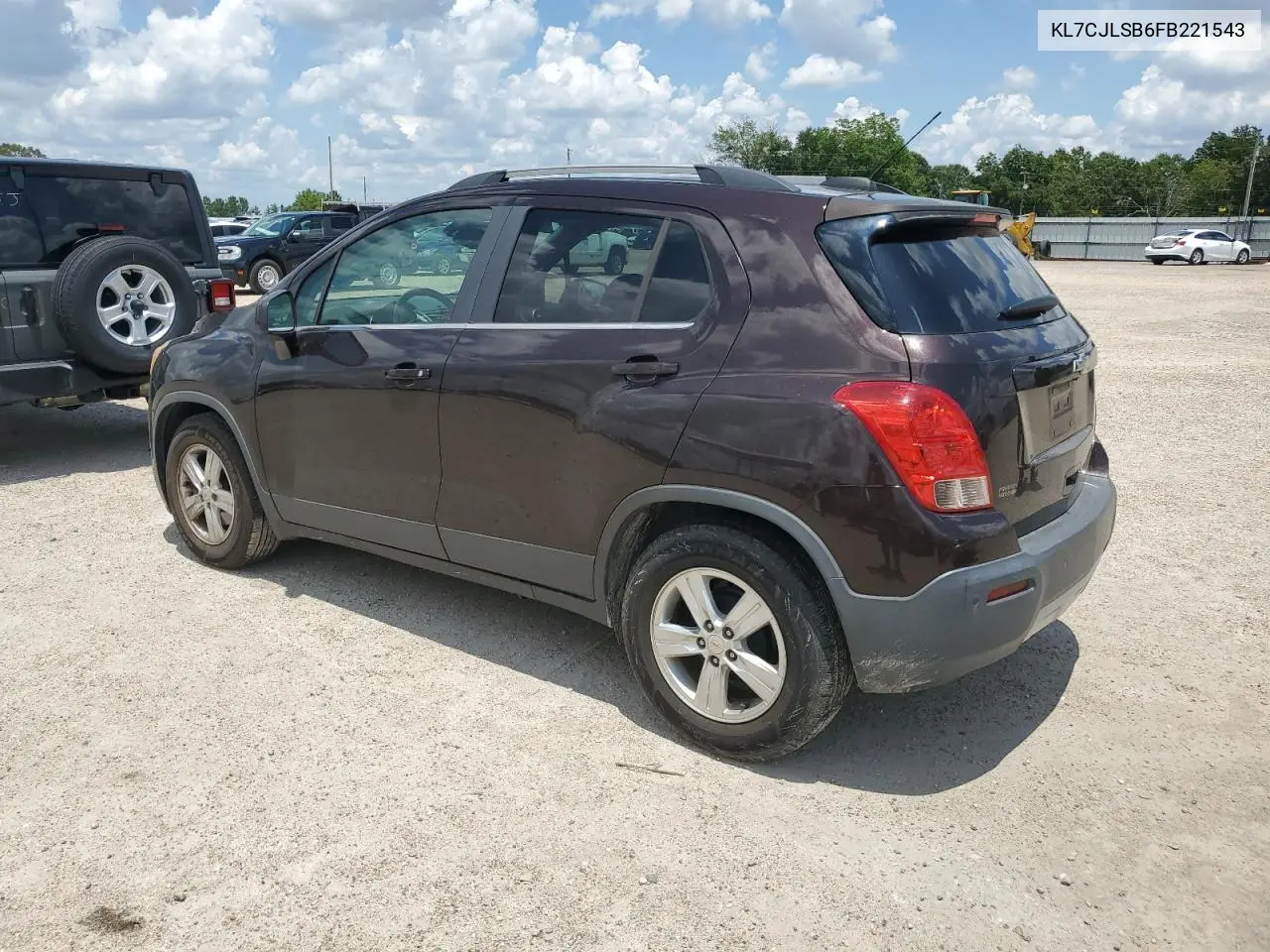 2015 Chevrolet Trax 1Lt VIN: KL7CJLSB6FB221543 Lot: 62462965