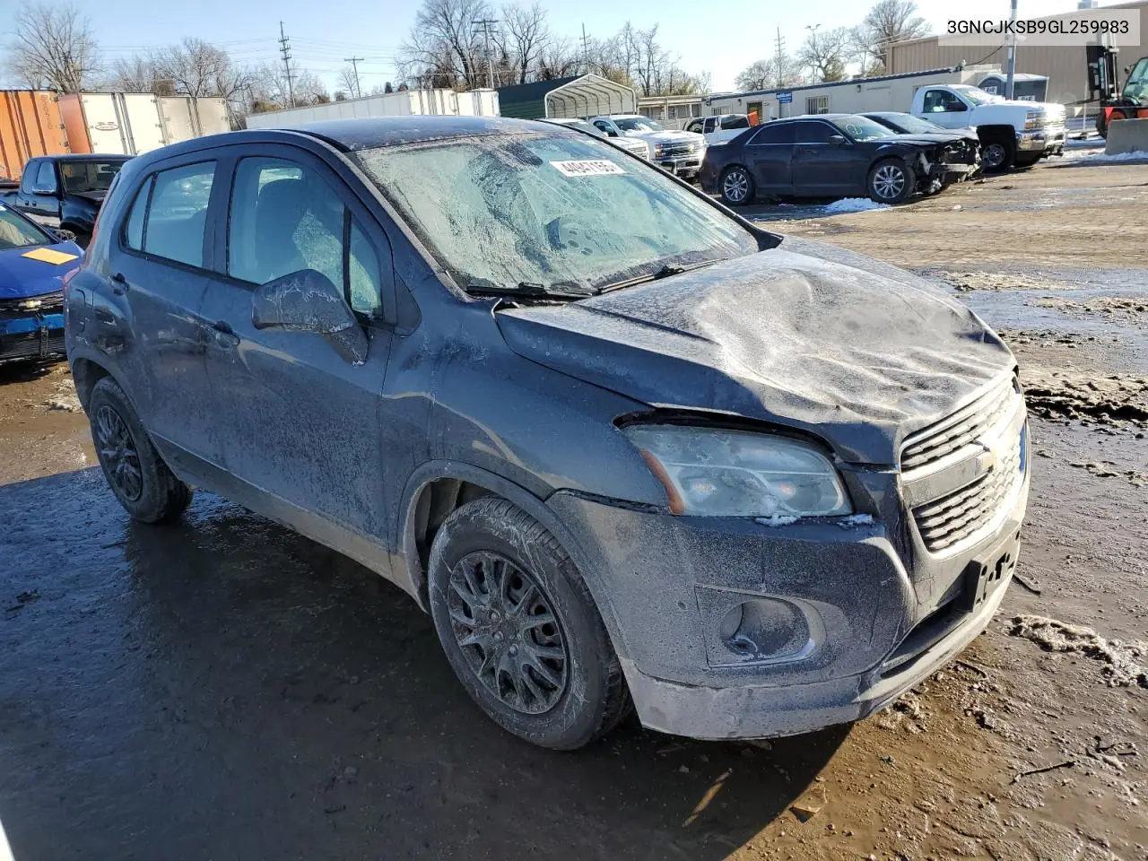 2016 Chevrolet Trax Ls VIN: 3GNCJKSB9GL259983 Lot: 44947155