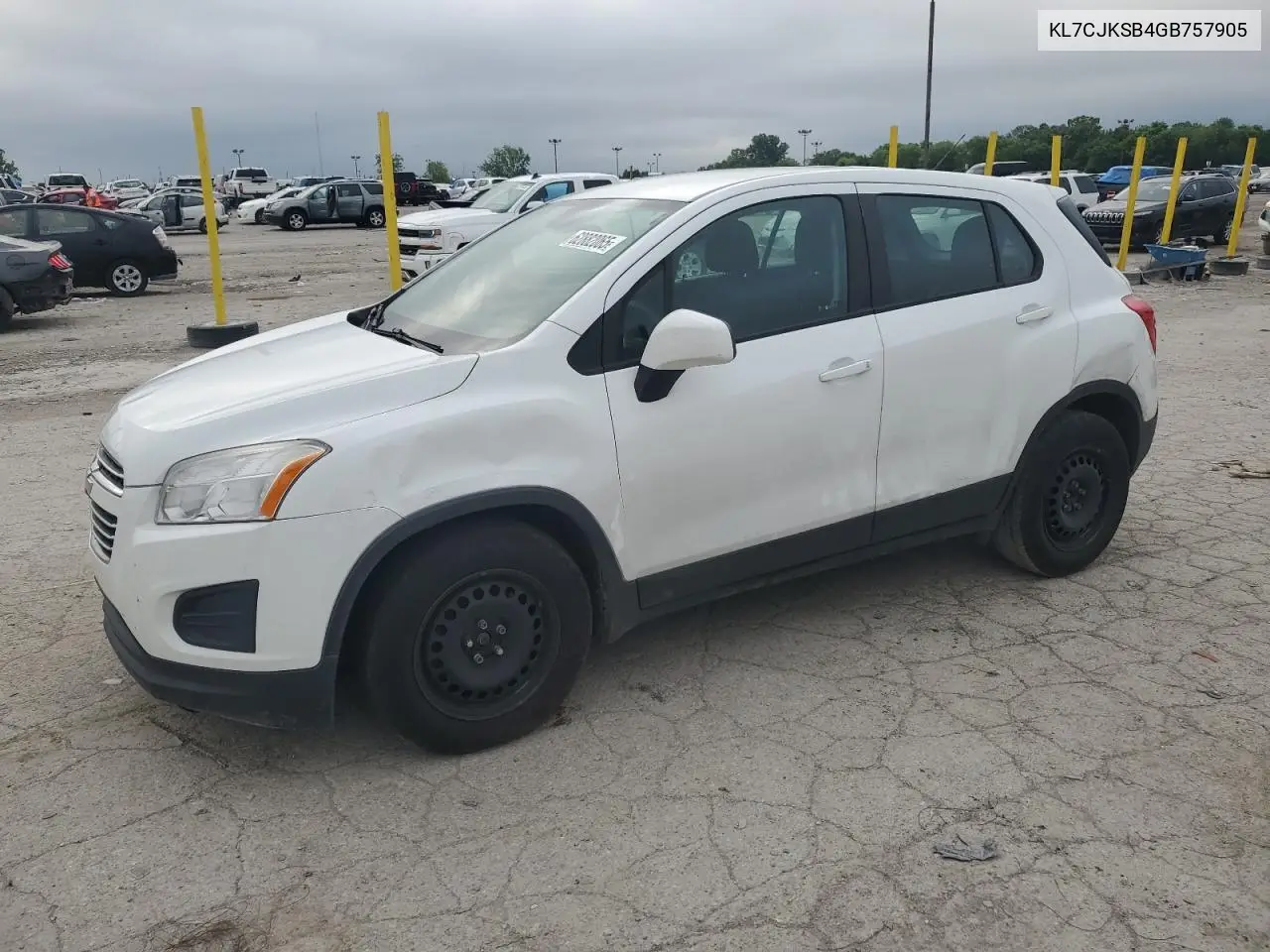 2016 Chevrolet Trax Ls VIN: KL7CJKSB4GB757905 Lot: 62882065