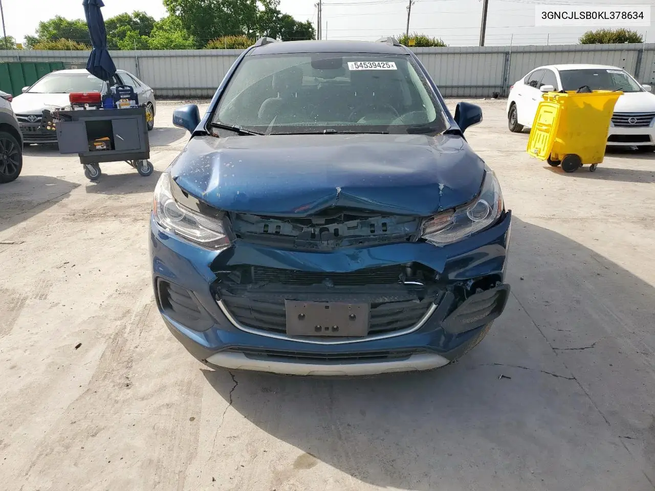 2019 Chevrolet Trax 1Lt VIN: 3GNCJLSB0KL378634 Lot: 54539425