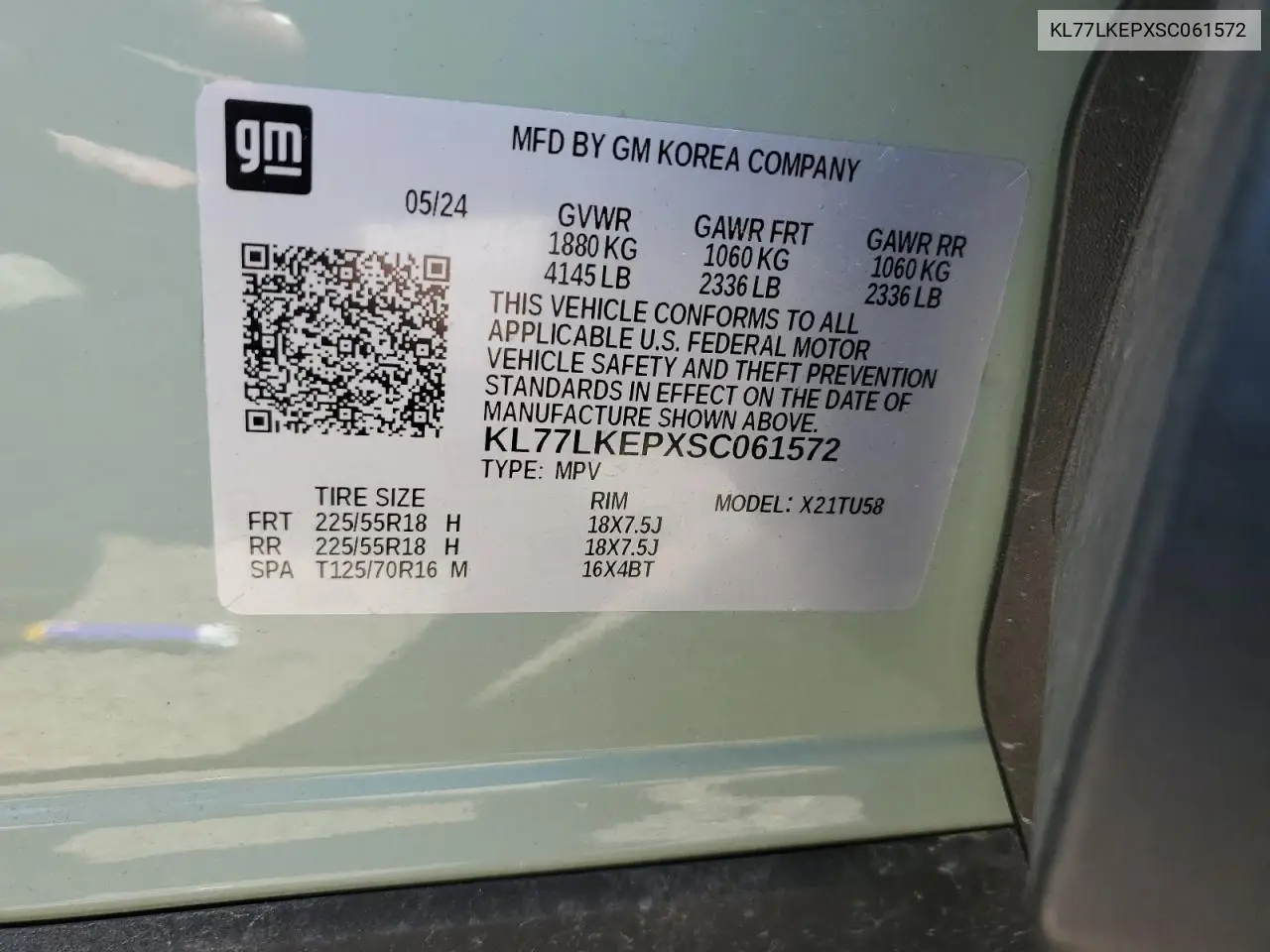 2025 Chevrolet Trax Activ VIN: KL77LKEPXSC061572 Lot: 55773405