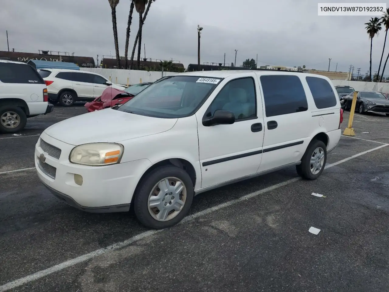 2007 Chevrolet Uplander VIN: 1GNDV13W87D192352 Lot: 43649165