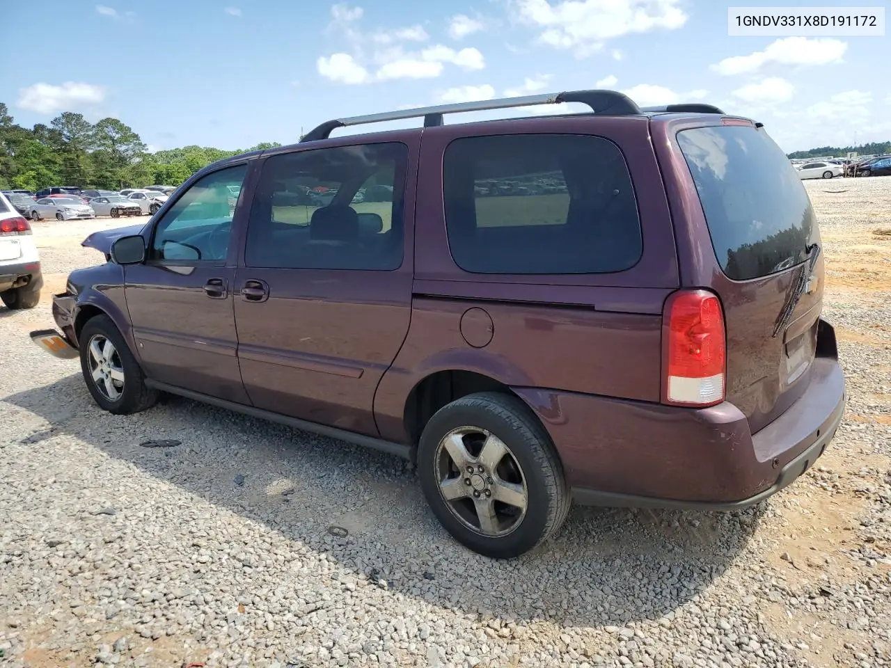 2008 Chevrolet Uplander Lt VIN: 1GNDV331X8D191172 Lot: 53411605