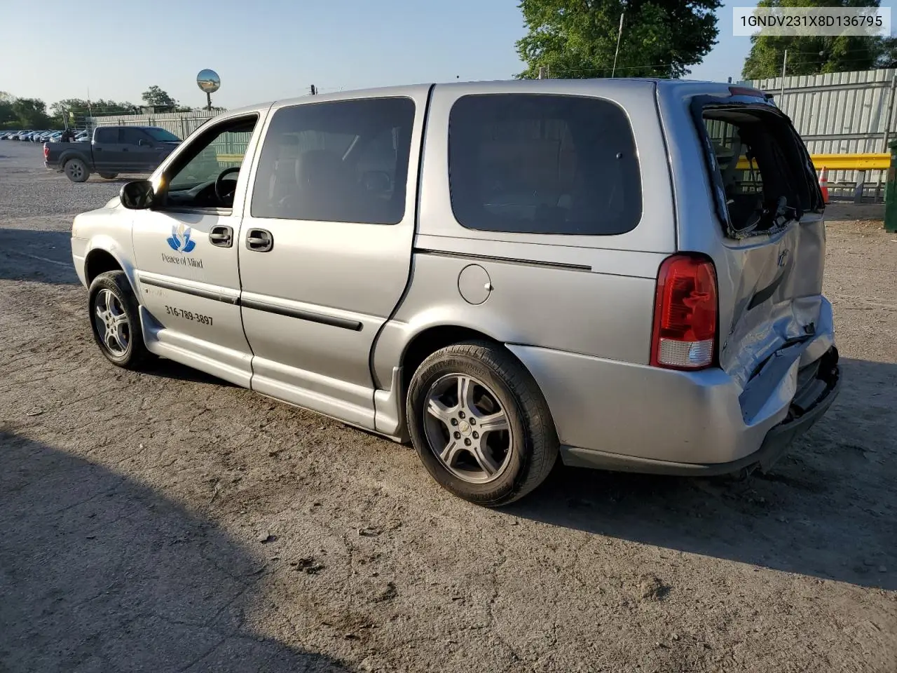 2008 Chevrolet Uplander Ls VIN: 1GNDV231X8D136795 Lot: 63021825