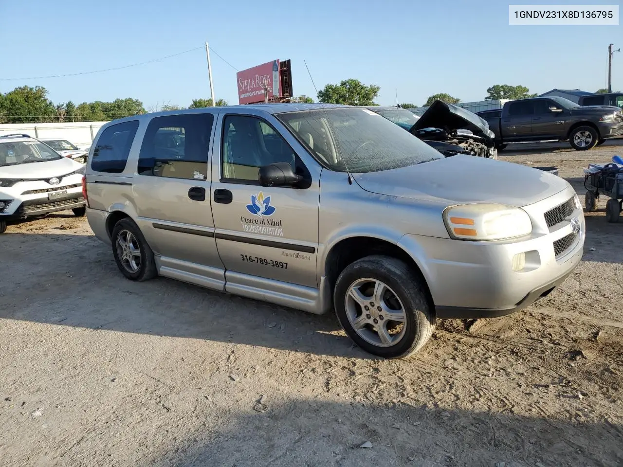 2008 Chevrolet Uplander Ls VIN: 1GNDV231X8D136795 Lot: 63021825