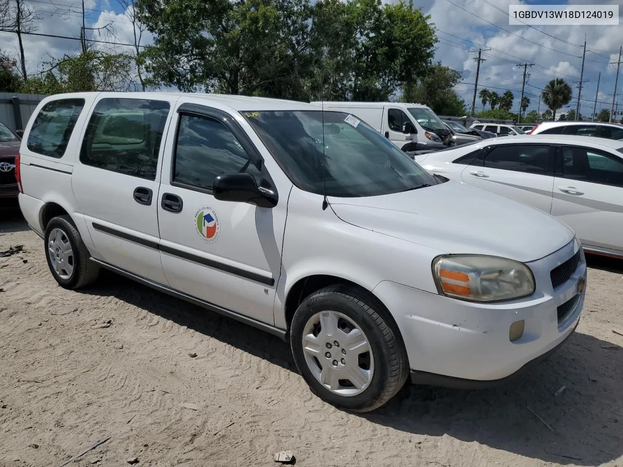 2008 Chevrolet Uplander Incomplete VIN: 1GBDV13W18D124019 Lot: 72751094