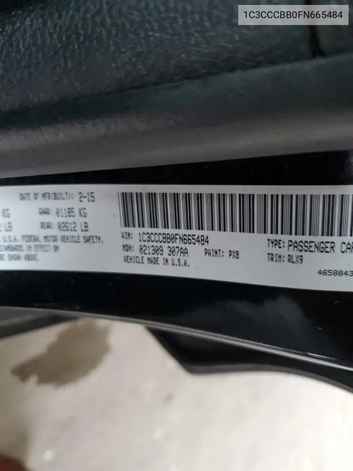 2015 Chrysler 200 S VIN: 1C3CCCBB0FN665484 Lot: 56420725