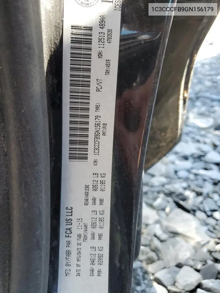 2016 Chrysler 200 Lx VIN: 1C3CCCFB9GN156179 Lot: 55281305