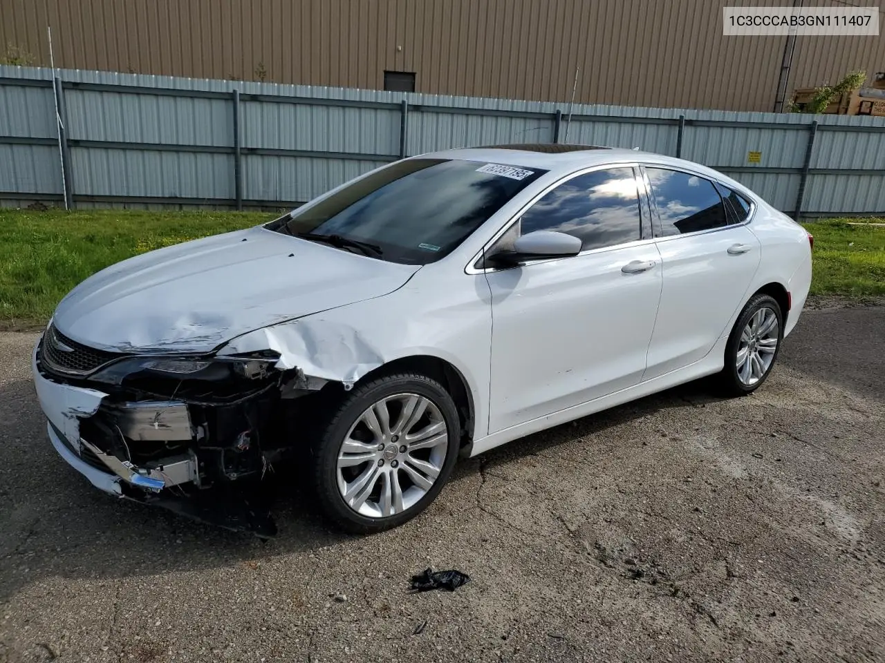 2016 Chrysler 200 Limited VIN: 1C3CCCAB3GN111407 Lot: 62397195