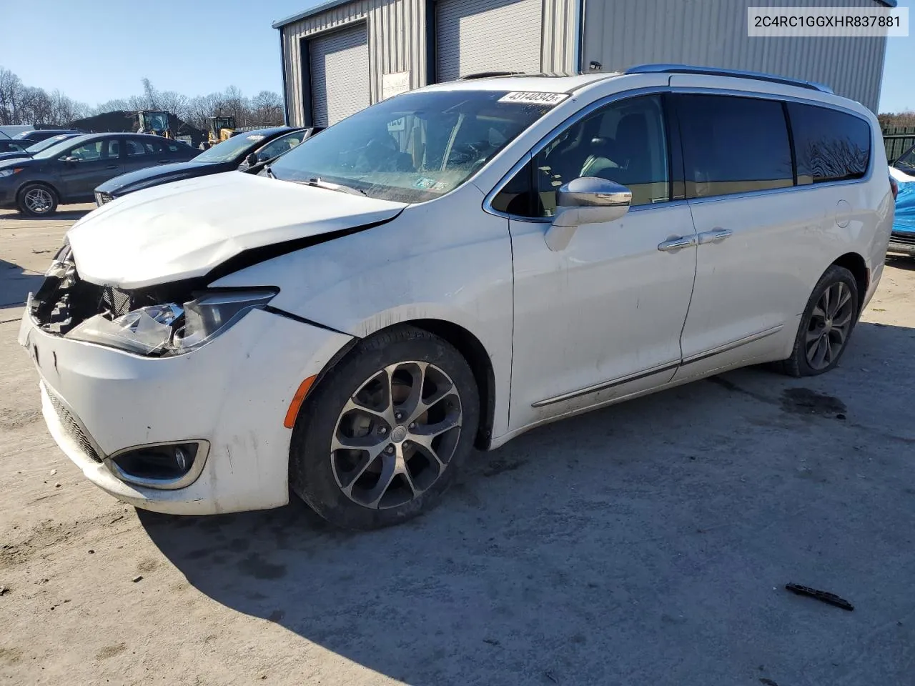 2017 Chrysler Pacifica Limited VIN: 2C4RC1GGXHR837881 Lot: 43140345