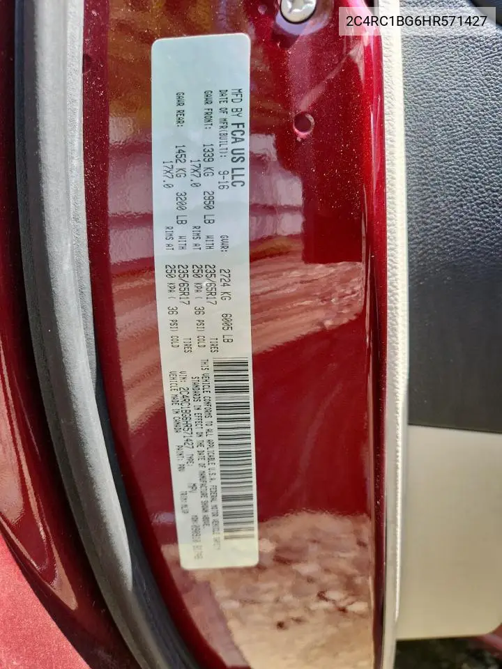 2017 Chrysler Pacifica Touring L VIN: 2C4RC1BG6HR571427 Lot: 65845085