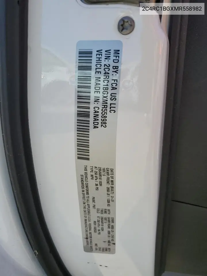 2021 Chrysler Pacifica Touring L VIN: 2C4RC1BGXMR558982 Lot: 62340615