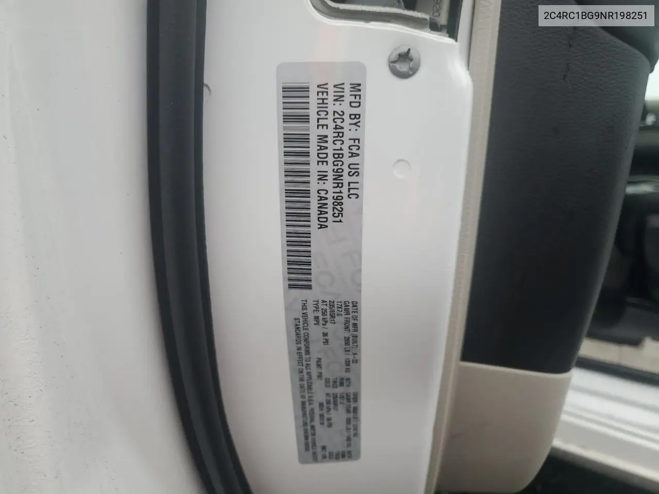 2022 Chrysler Pacifica Touring L VIN: 2C4RC1BG9NR198251 Lot: 56461075