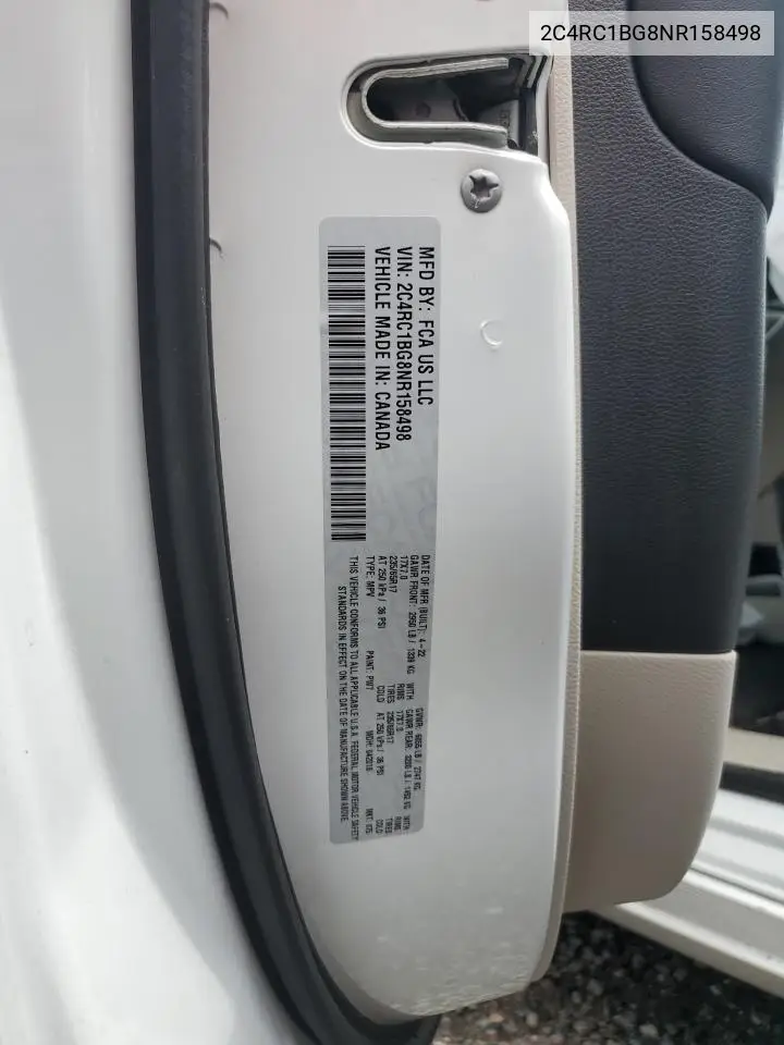 2022 Chrysler Pacifica Touring L VIN: 2C4RC1BG8NR158498 Lot: 56691715