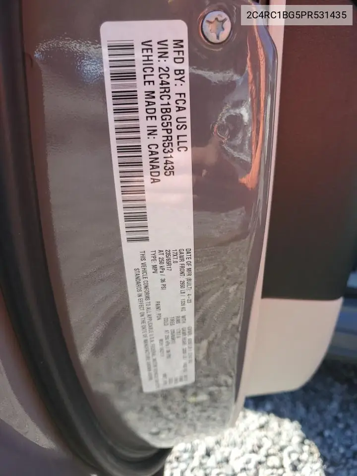 2023 Chrysler Pacifica Touring L VIN: 2C4RC1BG5PR531435 Lot: 61339925