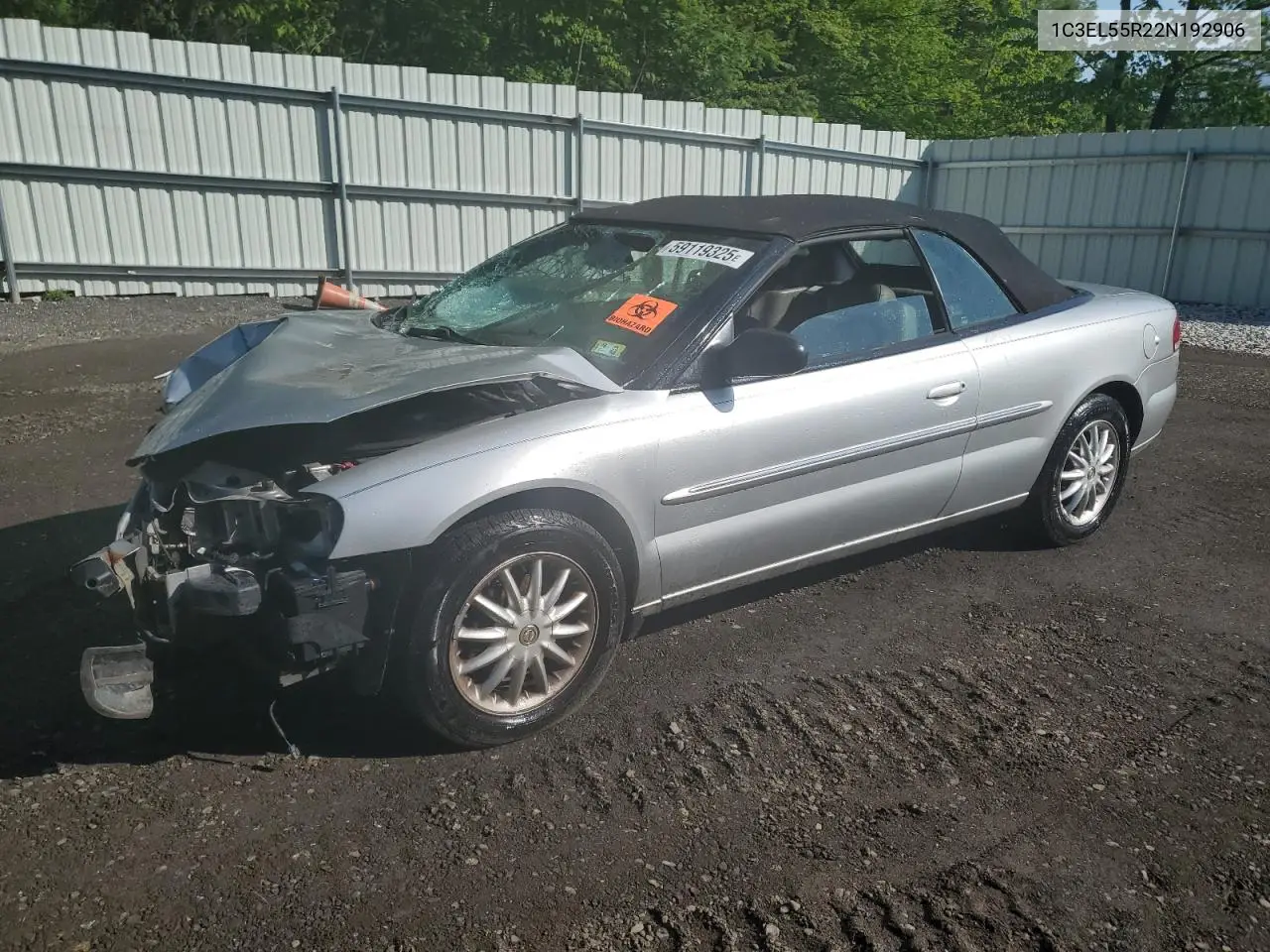 2002 Chrysler Sebring Lxi VIN: 1C3EL55R22N192906 Lot: 59119325